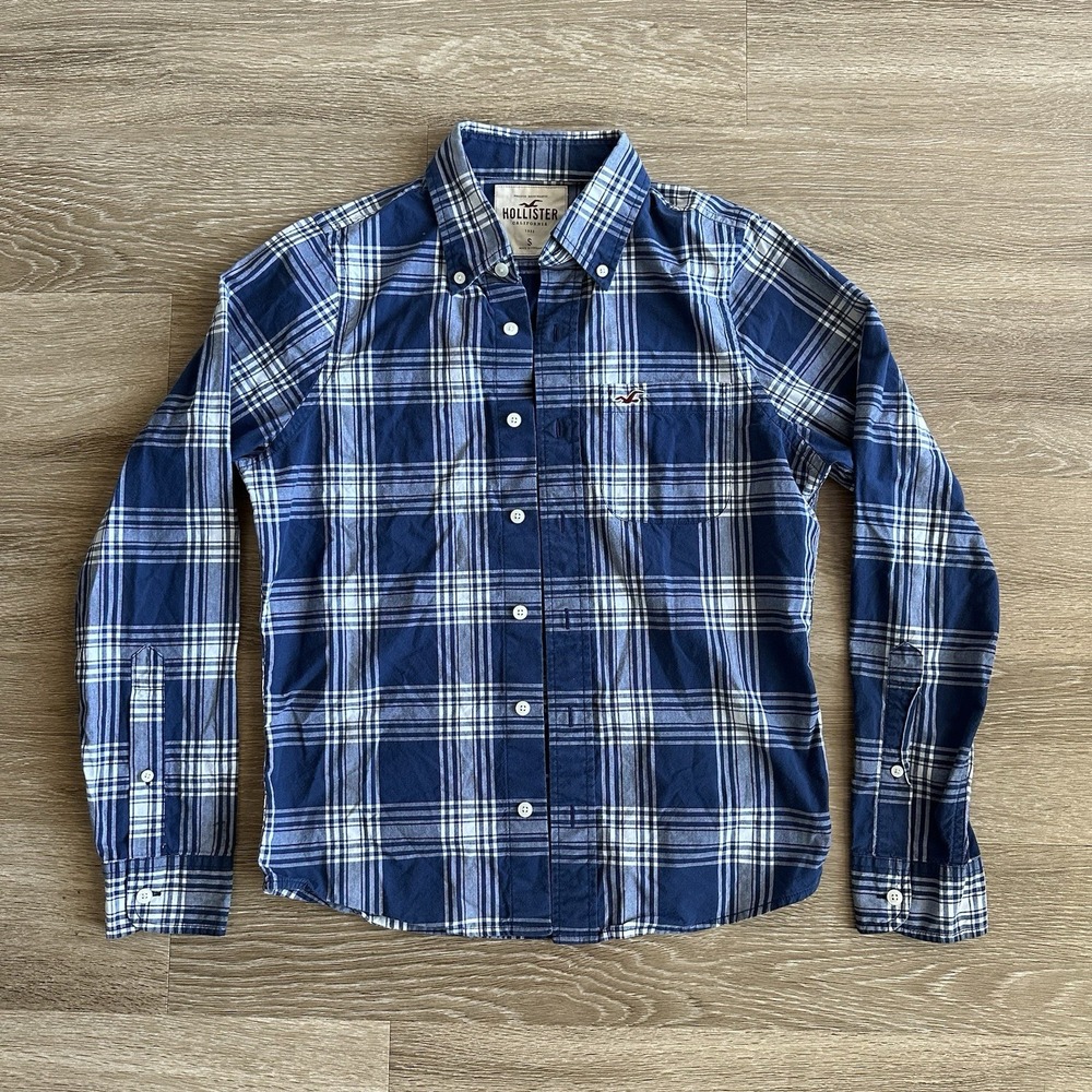 Hollister Long Sleeve Plaid Flannel Button Shirt Blue Men's Small